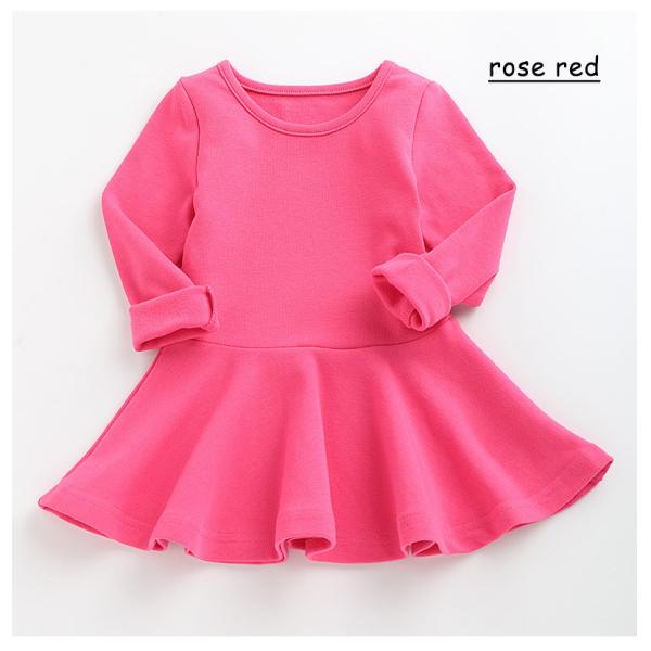 Spring And Autumn Children'S Dress Clothing Girls' Ruffled Long Sleeve Solid Color Dress