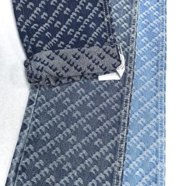Flower And Stripe Design  Printed Fabric Jacquard Non Elastic Denim 9.5oz 180CM 70'' 71