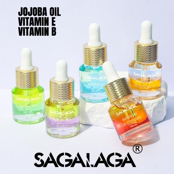 SAGALAGA New Double Layer Cuticle Oil 15ml for Nails Care Natural Essential Oil Extract Jojoba Oil Vitamin E Moisturizing Nails