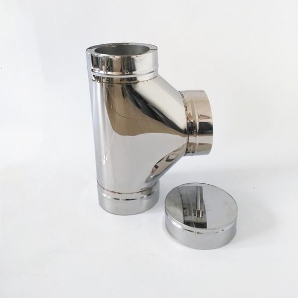 Insulated 90 Degree Tee Double Wall Chimney Pipe With Cap For Spigot Chimney System