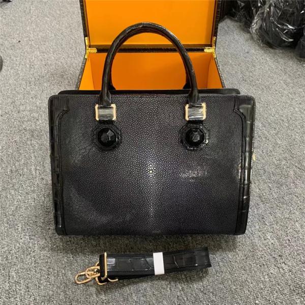 Authentic Real True Stingray Skin Businessmen Passcode Briefcase Genuine Crocodile Leather Male Top-handle Handbag