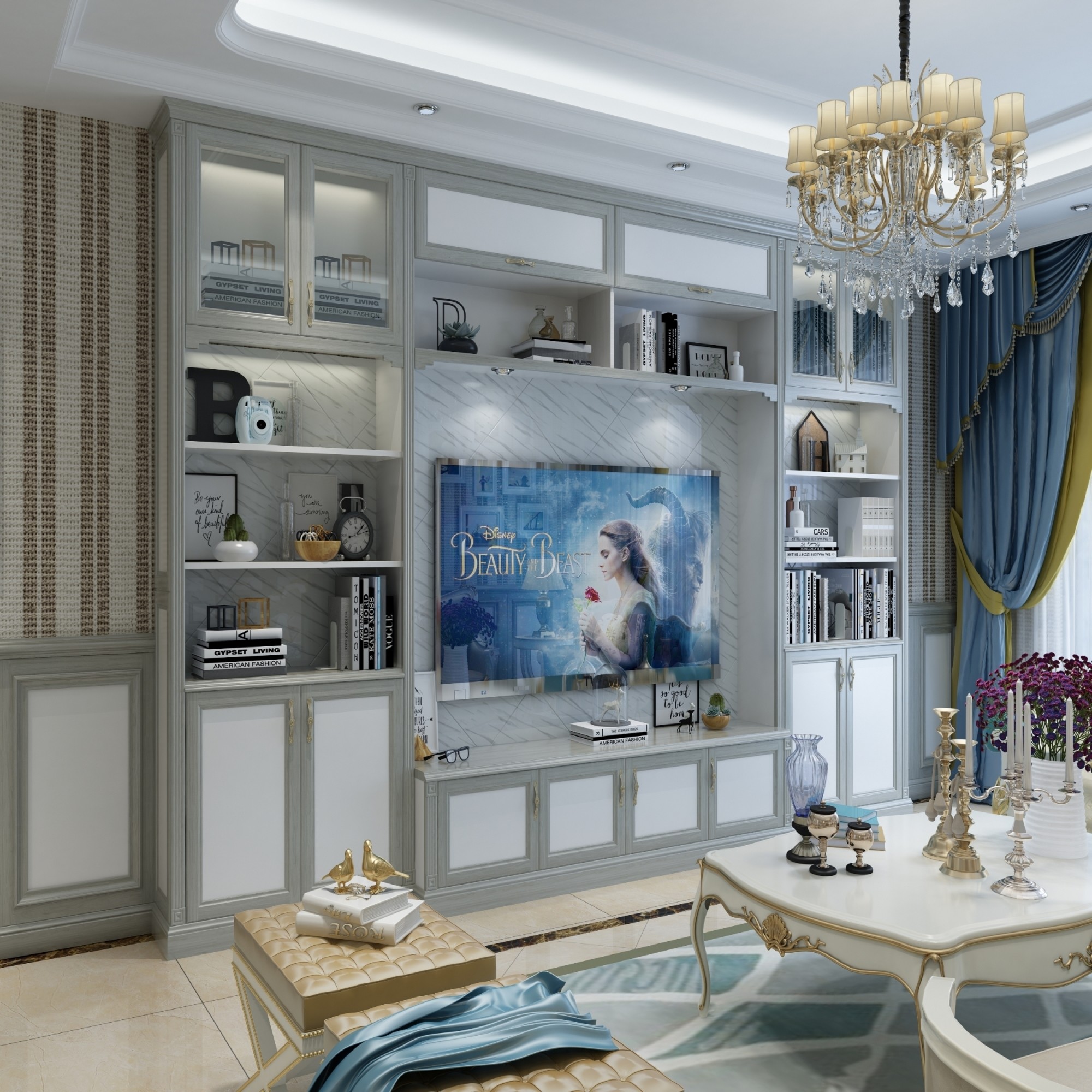 Customer Designs Acceptable Modern European Style TV Cabinet for Living Room