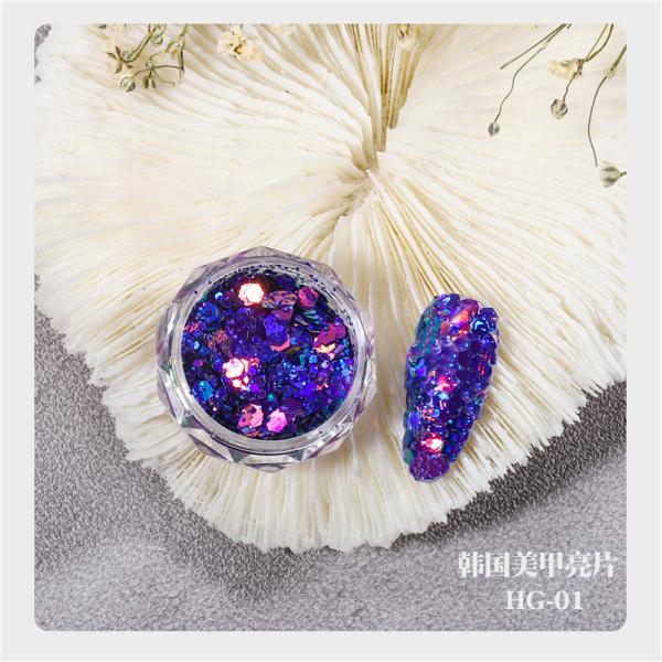 MSDS Certified Chunky Glitter Sequins for Nail Art Decoration in Pink Color Bulk