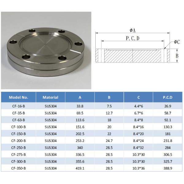 Vacuum Pipe Fittings CF Blank Tapped Flange