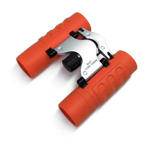 Orange Mini Binocular Telescope 8x21 Folding Roof Binoculars For Outdoors Sightseeing