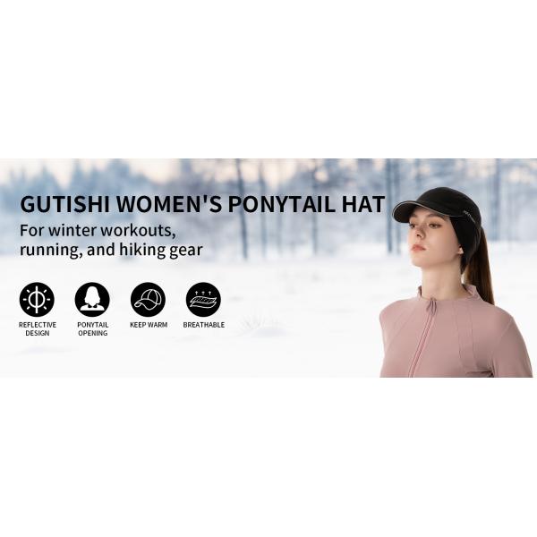 Sombrero de cola de caballo de lana para mujeres Sombrero de invierno reflectante con calefactor de orejas