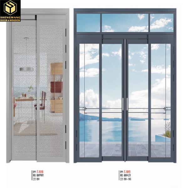 Surface Mount Office Swinging Half Door Triple Double Glass Hinged Indoor Door