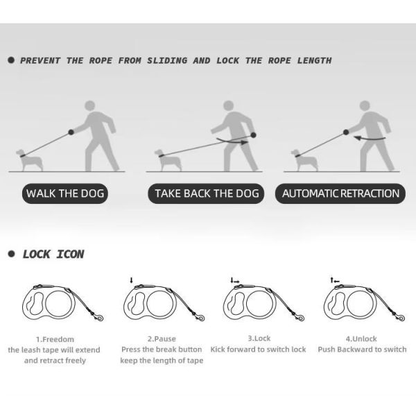 Custom Long Retractable Dog Leash 5m Length Handsfree Dog Leash Flexible
