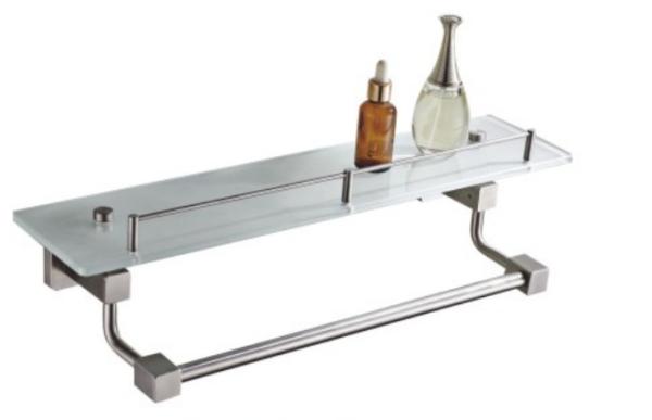 Glass Shelf with rail83410B -Square &Stainless steel 304&Brush&glass & Bathroom Accessories&kitchen,Sanitary Hardware