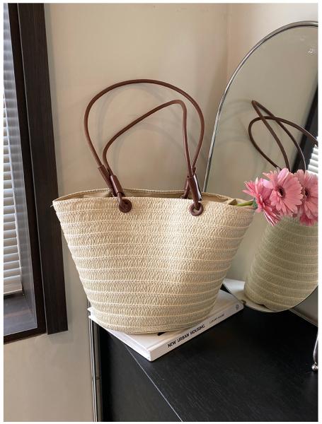Crochet Straw Raffia Tote Bag Handmade Luxury Tote Handbag Beach Bag Handle Raffia Straw Bag Eco-Friendly New Design Crochet Tote Bag