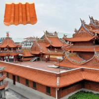 Telhas de telhado vidradas em estilo chinês branco corpo em cor amarela para projeto de construção