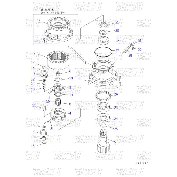 203-26-61160 Piezas de engranaje reductor planetario de 1 etapa para excavadora PC120-6 con función de tren de potencia, color rojo, para rendimiento de maquinaria pesada