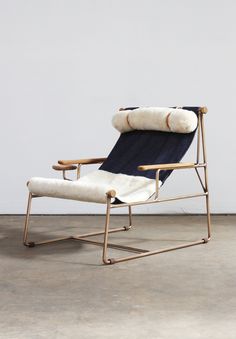 BDDW DECK Leather Fiberglass Lounge Chair Metal Frame With Removable Sling Seat