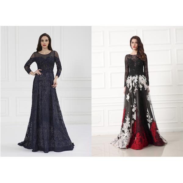 Ladies Off - Shoulder Vintage Evening Dresses Embroidered Lace For Wedding Bridesmaid