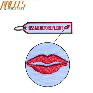 Fashionable Embroidered Fabric Keychain High Density No Minimum