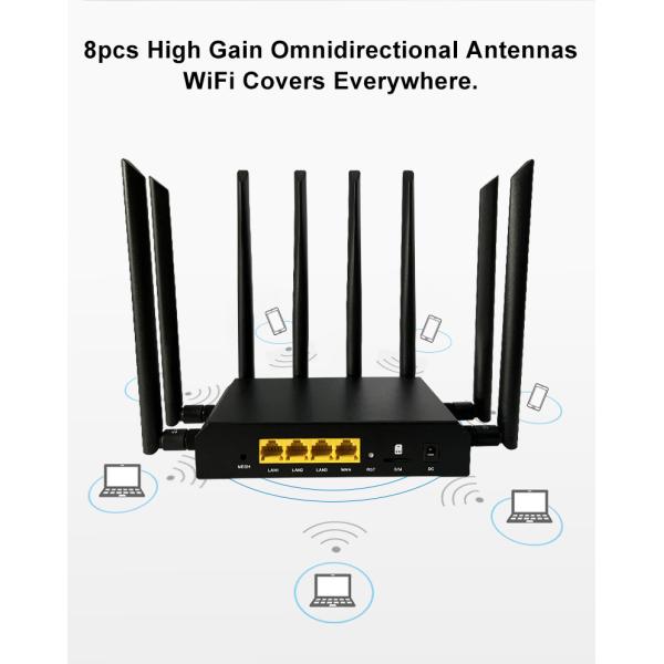 AX3000 5G Wifi 6 Dual Band Wireless Router 8 x 5dBi Antennas Metal Case