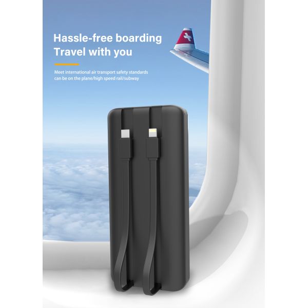 Fast Charging with Built-in Dual Cables High Capacity Power Banks with LED Display
