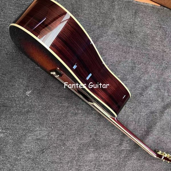 Custom J45s Full Solid Wood Acoustic Guitar 41 Inch Guitar with Ebony Fingerboard Herringbone Abalone