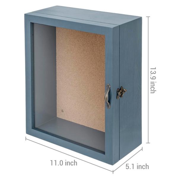 Minimalist Style 11x14 Handmade Gray Blue Solid Wood Wall Mounted Home Decorative Display Case Frame Box Shadow