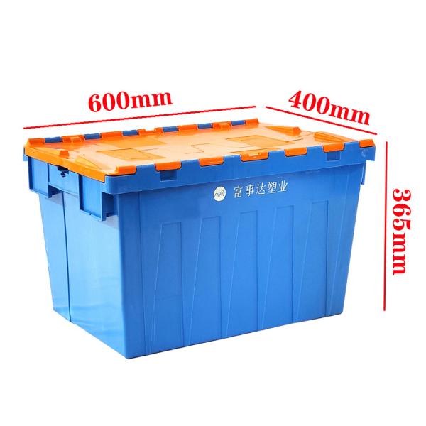Warehouse Storage Plastic Turnover Crate Attached Lid Container with Customized Color