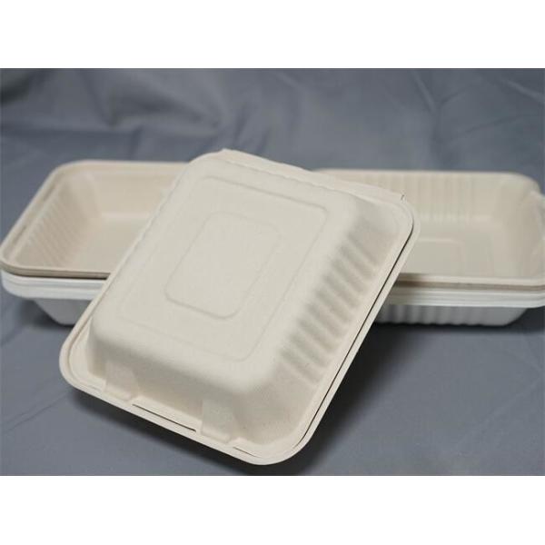 Boîtes à emporter articulées blanches de bagasse 431x199x38mm