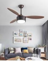 Fabrique de lampes de ventilateur de plafond à LED - Ventilateur de plafond à lame en bois massif gris 52 pouces Ventilateurs de plafond à moteur à courant continu avec lampes LED