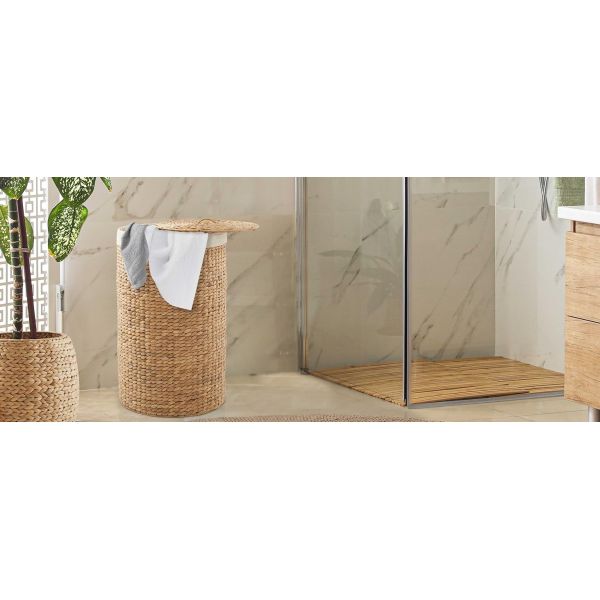 Round Laundry Hamper With Lid And Removable Liner Bag - Natural, Woven Water Hyacinth Wicker Laundry Basket For Clothes And Towels