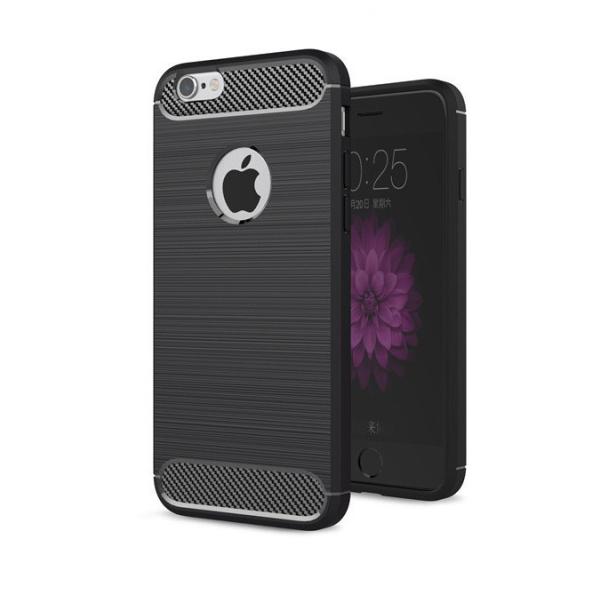 Black soft TPU mobile phone case for iphone 8, for iphone 8 brushed carbon fiber phone case