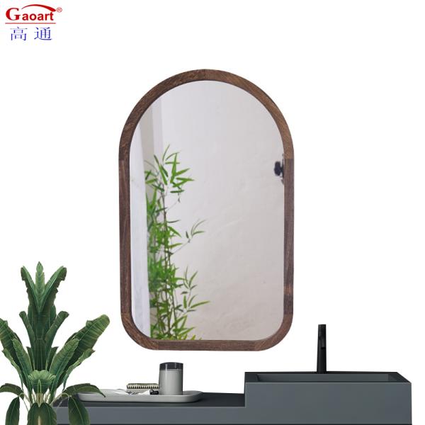 Современная арка полная длина Антикварный наклейка с деревянным зеркалом для декора ванной комнаты