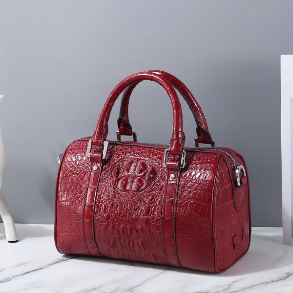Fashion Lady Purse Genuine Crocodile Leather Women's Small Boston Bag Exotic Real Alligator Skin Female Zipper Handbag