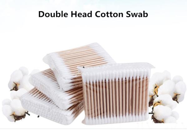 Sanitary Double Head Medical Cotton Swab Stick With Wood Color