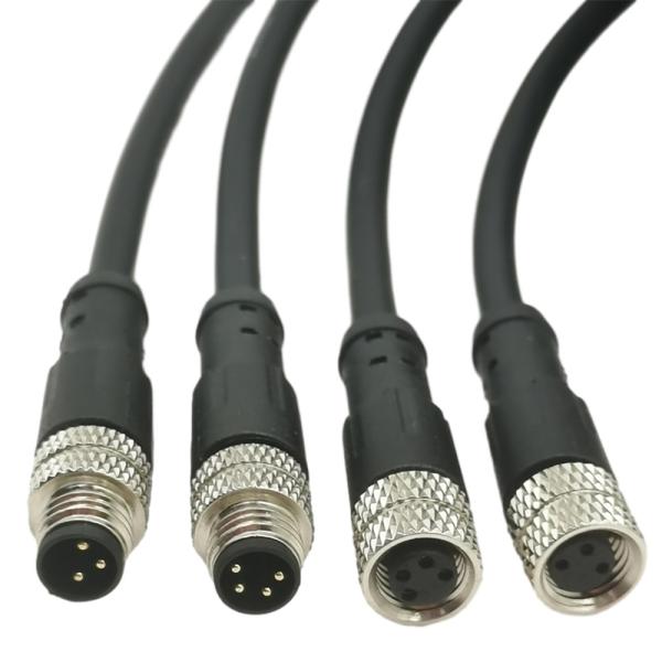 Industrial Automation Waterproof Cable Assemblies Male To Female 3 Pin