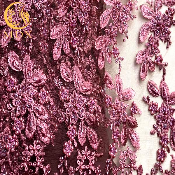 Отбортованное французское вышило Тюль шнурует яркий блеск ручной работы ткани для платья партии