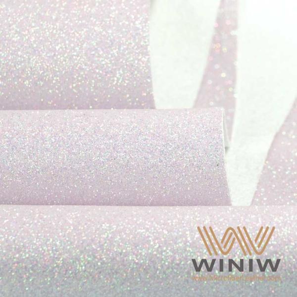 Embossed Glitter PU Leather Waterproof 0.8mm Thickness Vegan Microfiber Leather