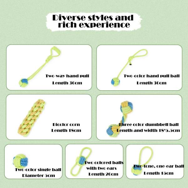 Dog Puppy Rope Chew Toys Set Cotton Rope Interactive Toy for Small Medium Large Dogs