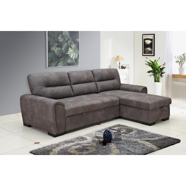Sectional Pull Out Folding Sofa Bed Multipurpose Breathable Light Gray