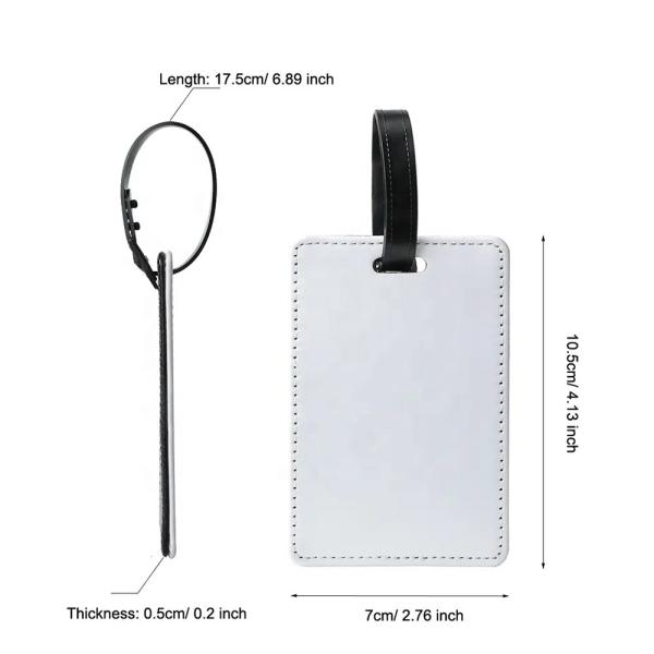 Double Sided Sparkle Custom Leather Luggage Tags For Sublimation Printing