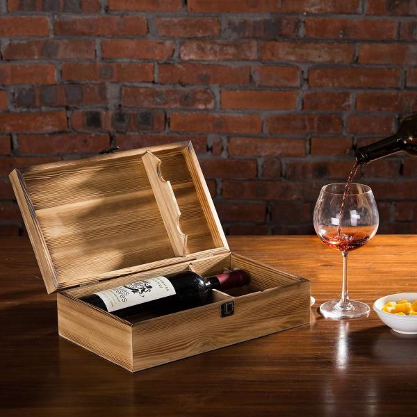 Home Decorative Whiskey Gift Box Wood Double Bottle Wine Box