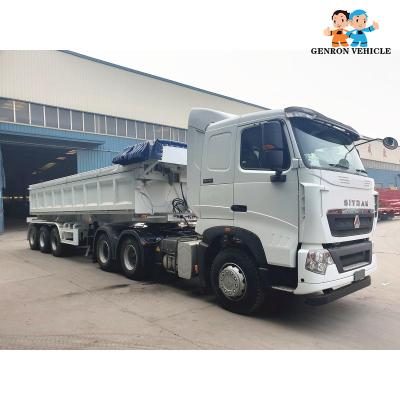 As 60 toneladas resistentes tomam partido pedras ou areias do transporte do cabo de Tipper Truck Trailer With Automatic