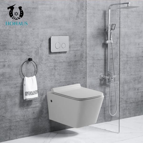 High End European Ceramic Wall Hung Toilet With Rimless Square Shape Water Closets