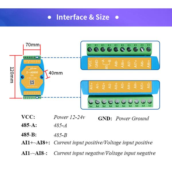 4-20mA Remote IO Module Modbus RS485 Converter with Analog Input Ports
