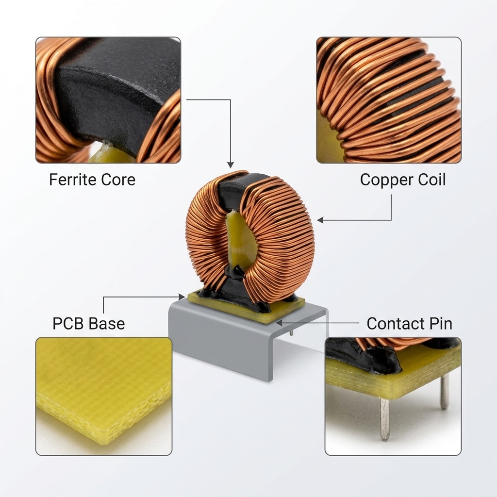 Sendust Core 10uH-10mH DIP Through Hole PFC UPS Choke Coil Toroidal Power Inductor