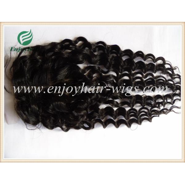 Silk top closure 4''x4'' peruvian virgin hair natural color deep wave 10''-24''middle part