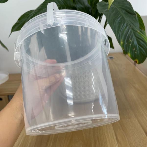 Food Grade Plastic Barrels Container 1L 2L 5L Round Clear Plastic Bucket for Cream Milk