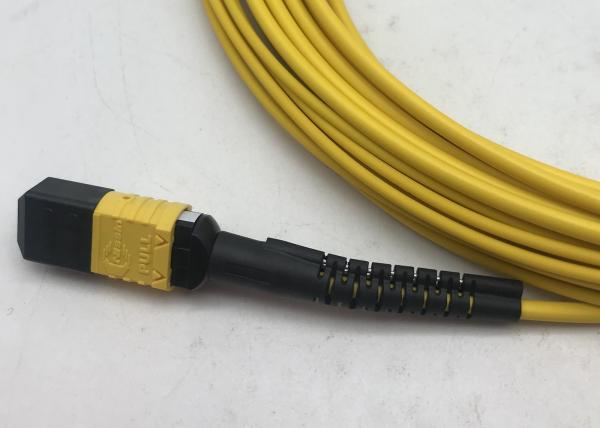 SM G657A1 12F MPO Fiber Optic Cable Assembly Female With Flex Bendable Angle Boot