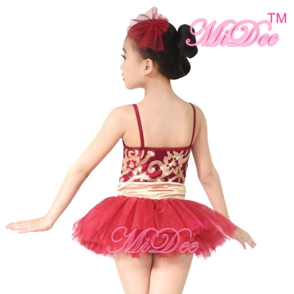 Fancy Kids Dance Costumes Floral Sequin Dress Matching Tulle Tutu Skirt