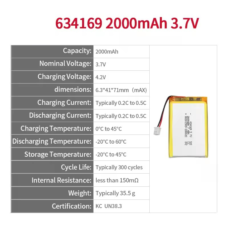 Аккумулятор с высоким уровнем разряда 30C Max60C перезаряжаемый 585460 2000mAh 3,7V Ли-полимерная батарея для устройств слежения