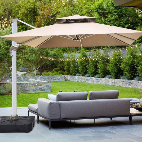 Luxury Aluminum Market Commercial Patio Garden Solar Parasol Outdoor Umbrella for Outdoor Furniture within Modern Design