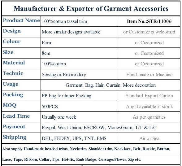 Custom 2.5CM tassel with metal ring tassel fringe garment KEY tassel flat trim, curtain tassel fringe /trim for home fit