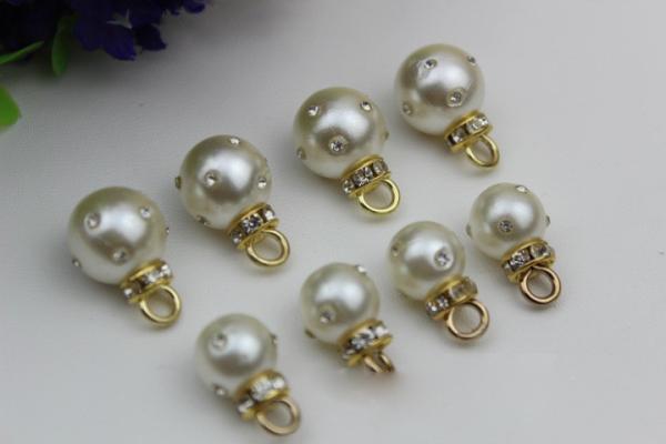 High-grade handmade jewelry accessories zinc alloy gold metal rhinestone pearl pendant button